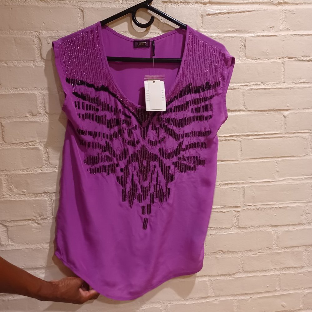 Vintage silk beaded blouse